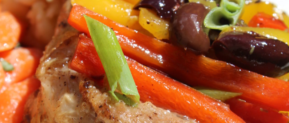 Brined Pork Chops with Peppers & Capers