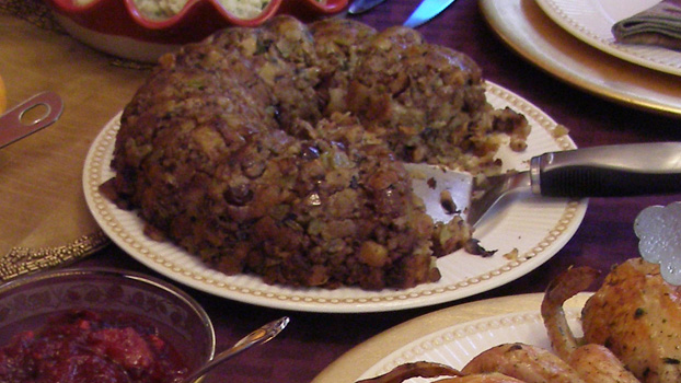 holiday dinner Sausage and Chestnut Stuffing
